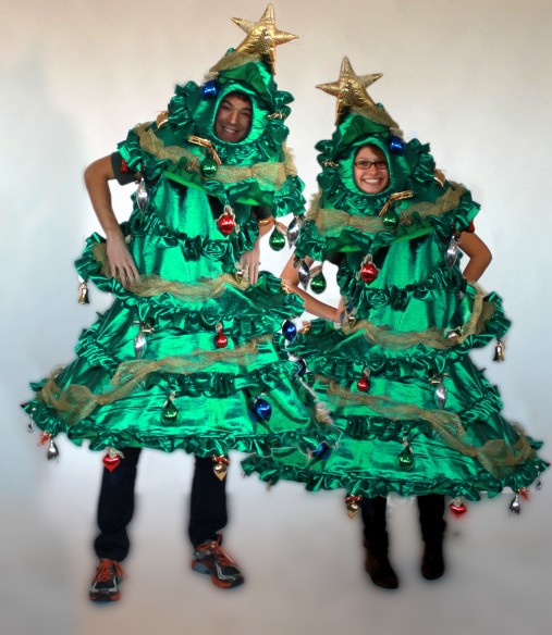 2 trees leaning inward - holiday costume Rentables