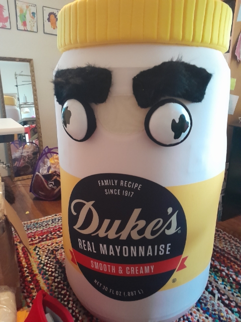 Dukes Mayo in the mascot studio
